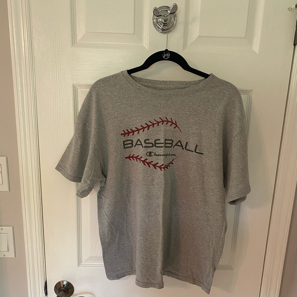 CHAMPION gray baseball tee shirt